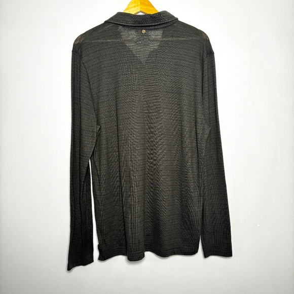 Billy Reid Stripped Cotton Long Sleeve Polo Henley Shirt Sz Large - Picture 8 of 11